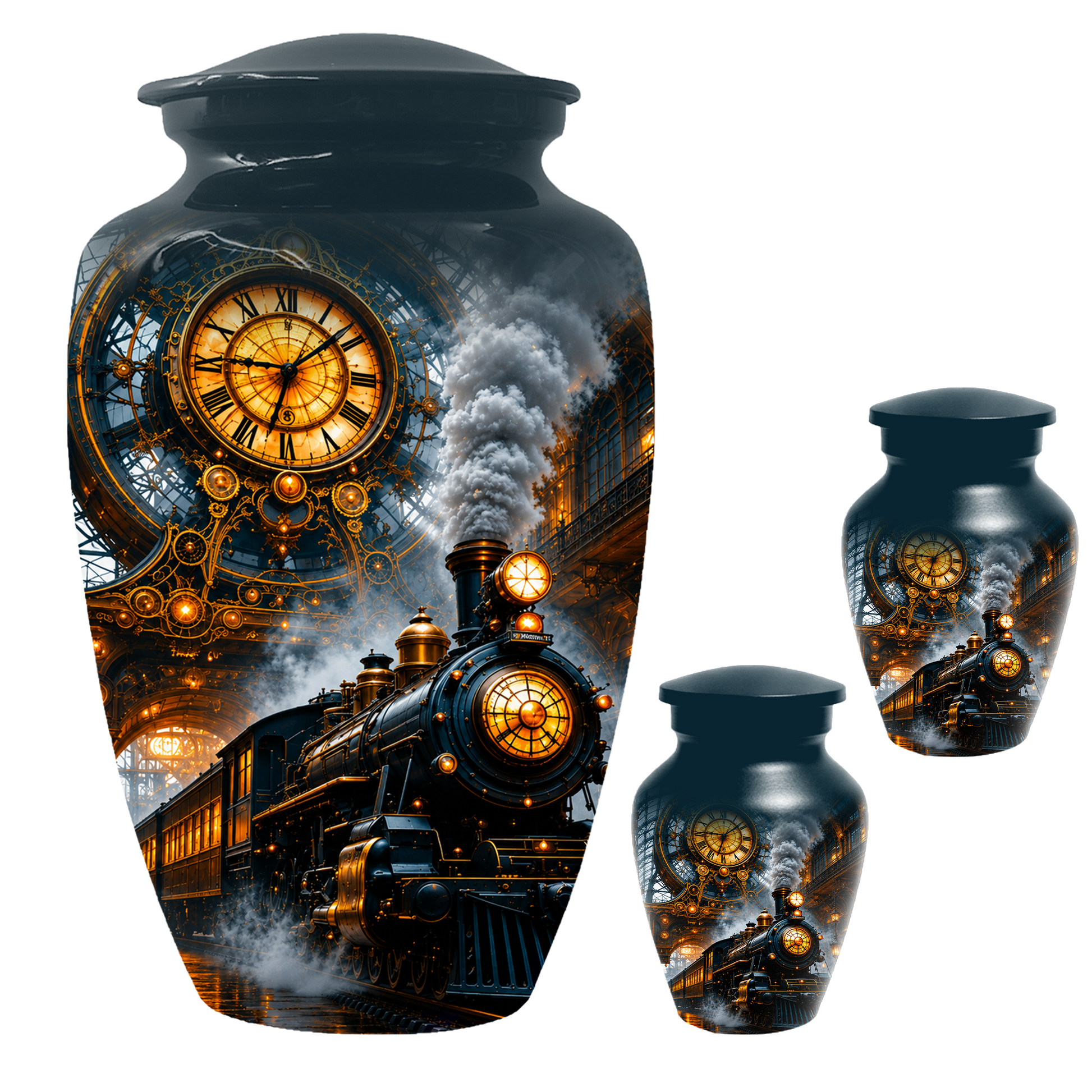 Train Cremation Urn for Men | Steam Locomotive Memorial Urn for Ashes Male