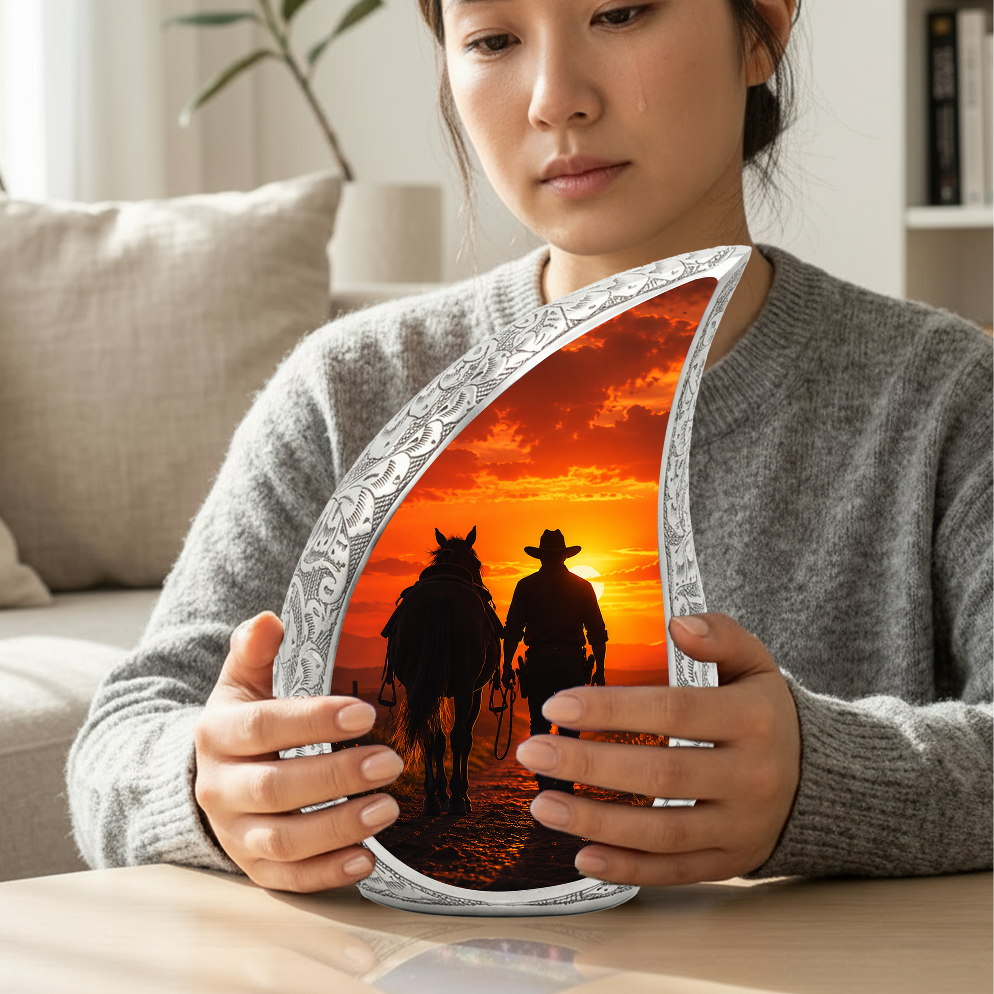 Cowboy Urn for Dad Ashes | Western Cremation Urn for Men | Cowboy Memorial Urn for Adult Male