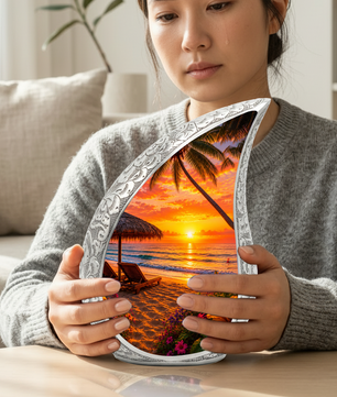 Beach Urns for Human Ashes – Tropical Ocean Sunset Beach Themed Cremation Urn