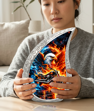 Motorcycle Cremation Urn for Ashes, Eagle Fire Memorial Urn