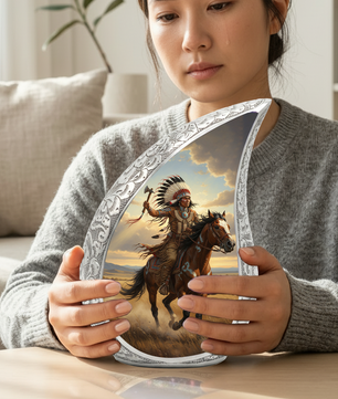 Native American Personalized Cremation Urn for Dad – Western Teardrop Memorial Urn, 10 Inch
