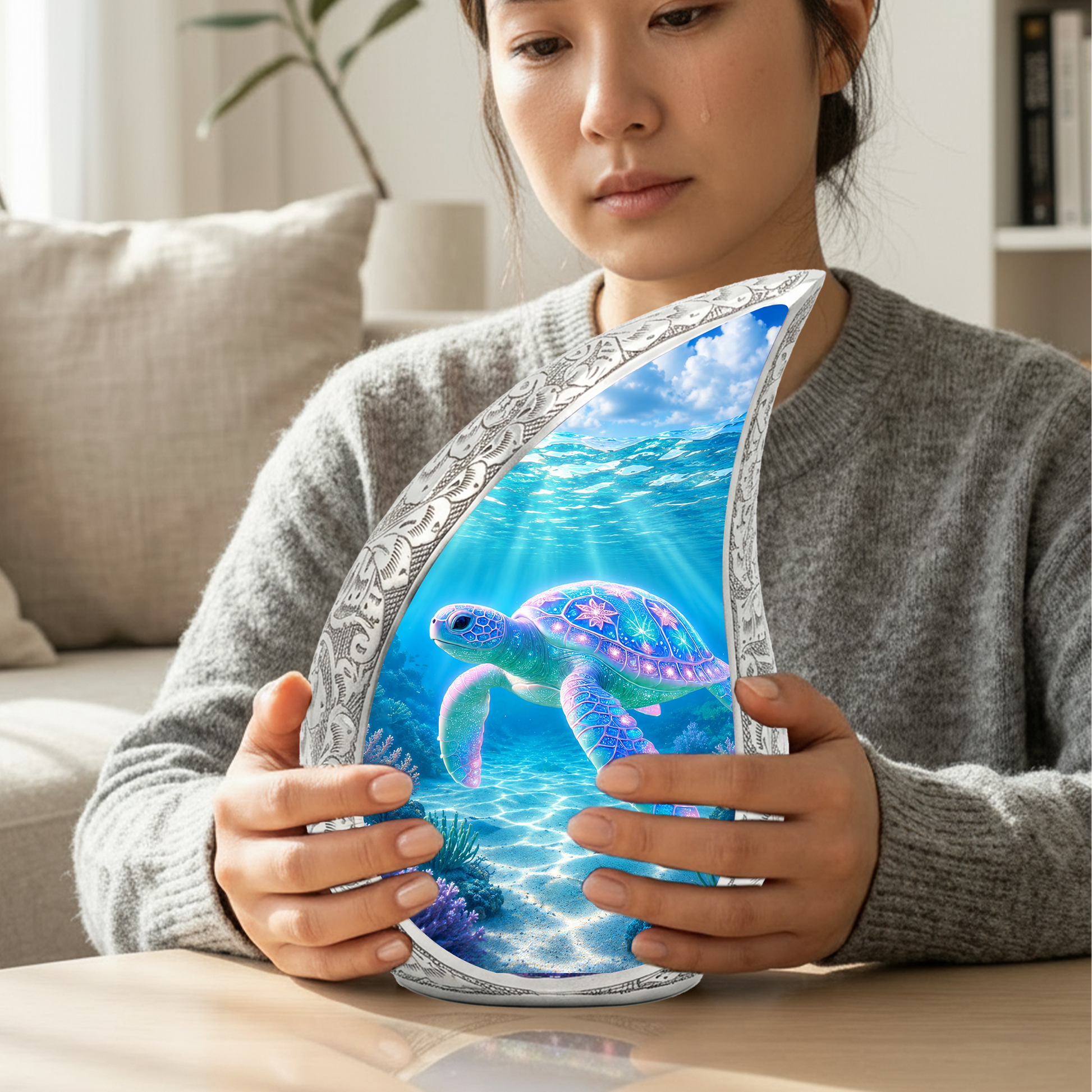 Sea Turtle Urn for Human Ashes – Ocean Theme Adult Cremation Urn