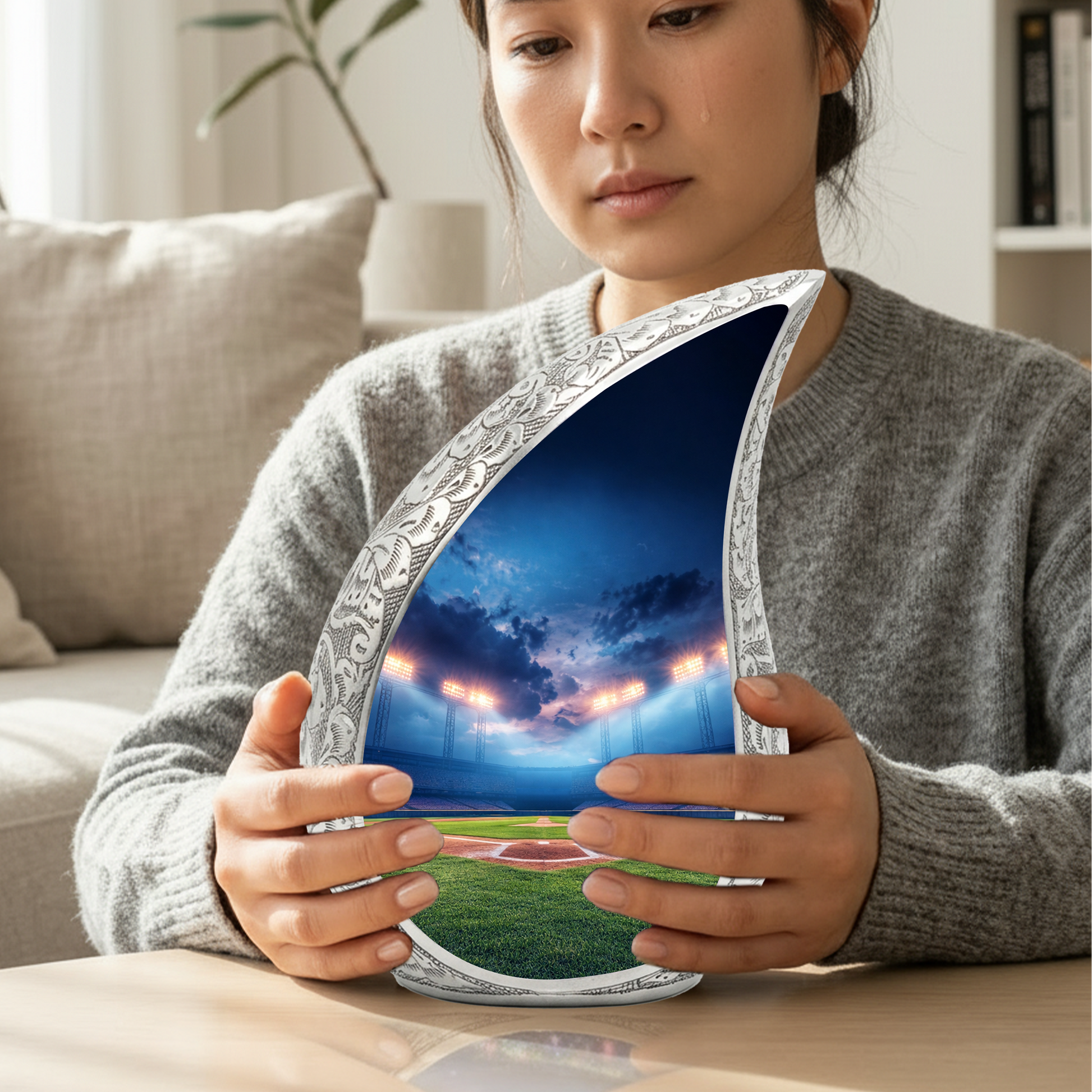 Baseball Stadium Funeral Urn for Dad, Adult Cremation Urn for Human Ashes