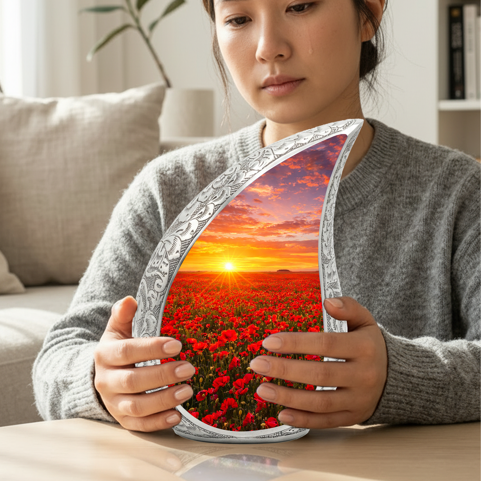 Flower Urn for Mom – Premium Floral Cremation Urn for Human Ashes |