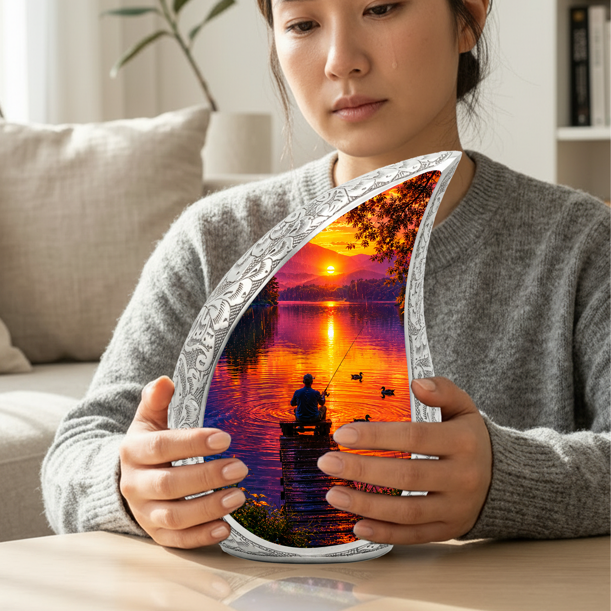 Fishing Cremation Urn for Dad – Gone Fishing Memorial Urn for Human Ashes, Personalized Fishing Urn
