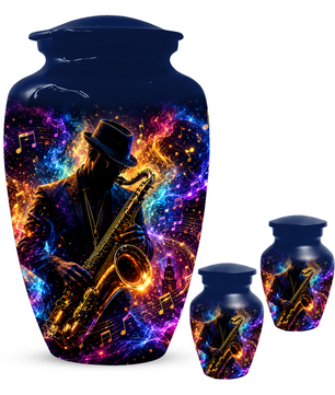 Saxophone Cremation Urn for Ashes - Personalized Jazz Memorial for Dad