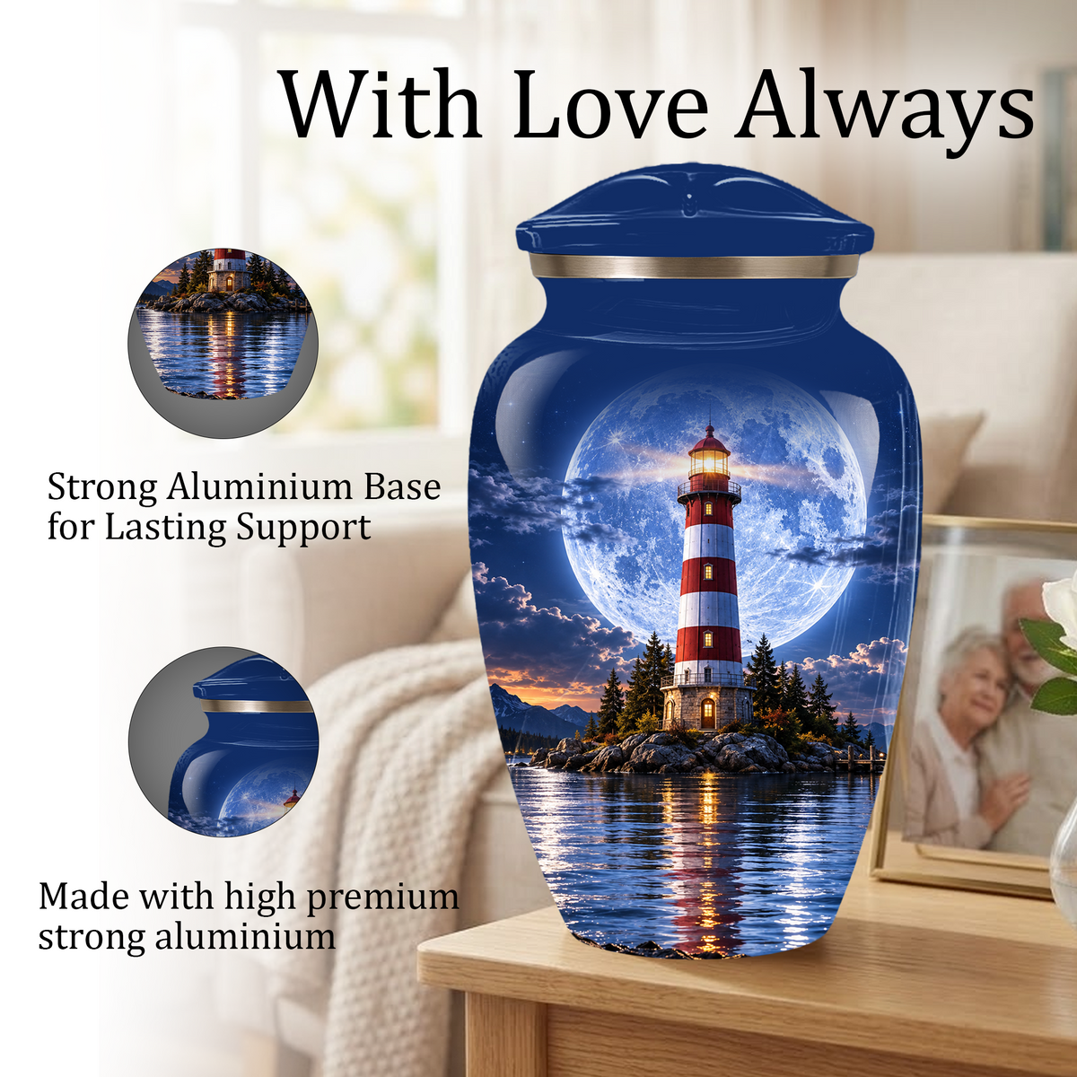 Lighthouse Adult Cremation Urn for Ashes | Ocean Memorial Urn | Personalized Adult Urn for Human Ashes