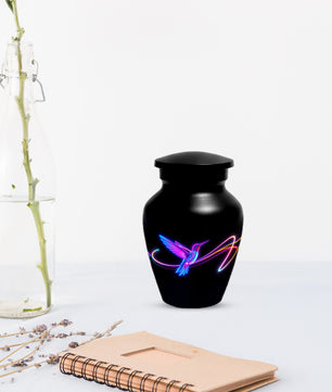 Personalized Neon Hummingbird Urn for Ashes – Modern Custom Adult Cremation Urn,