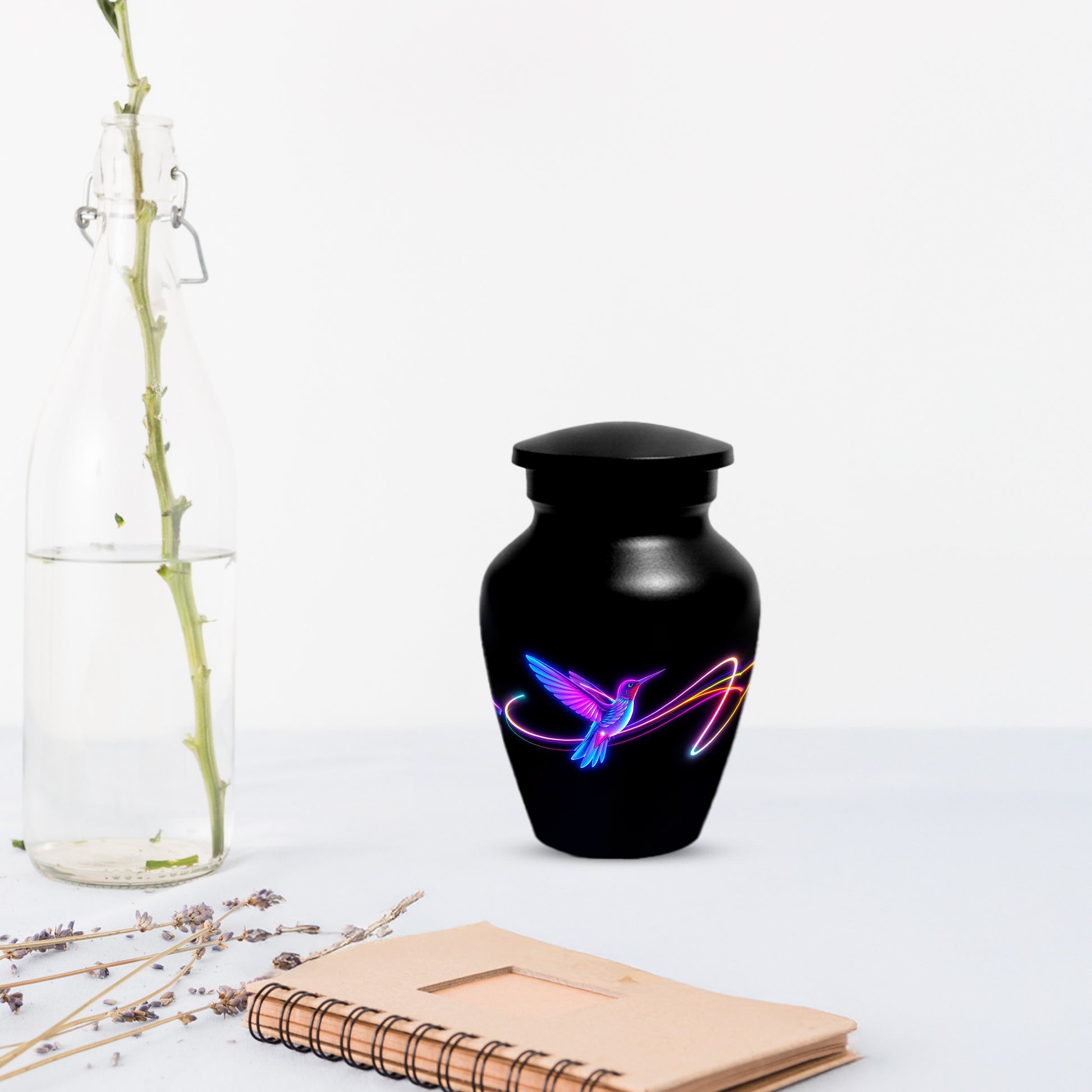 Personalized Neon Hummingbird Urn for Ashes – Modern Custom Adult Cremation Urn,