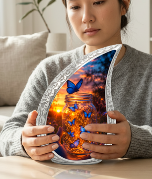 Golden Butterfly Urn for Human Ashes | Butterfly Cremation Memorial Urn