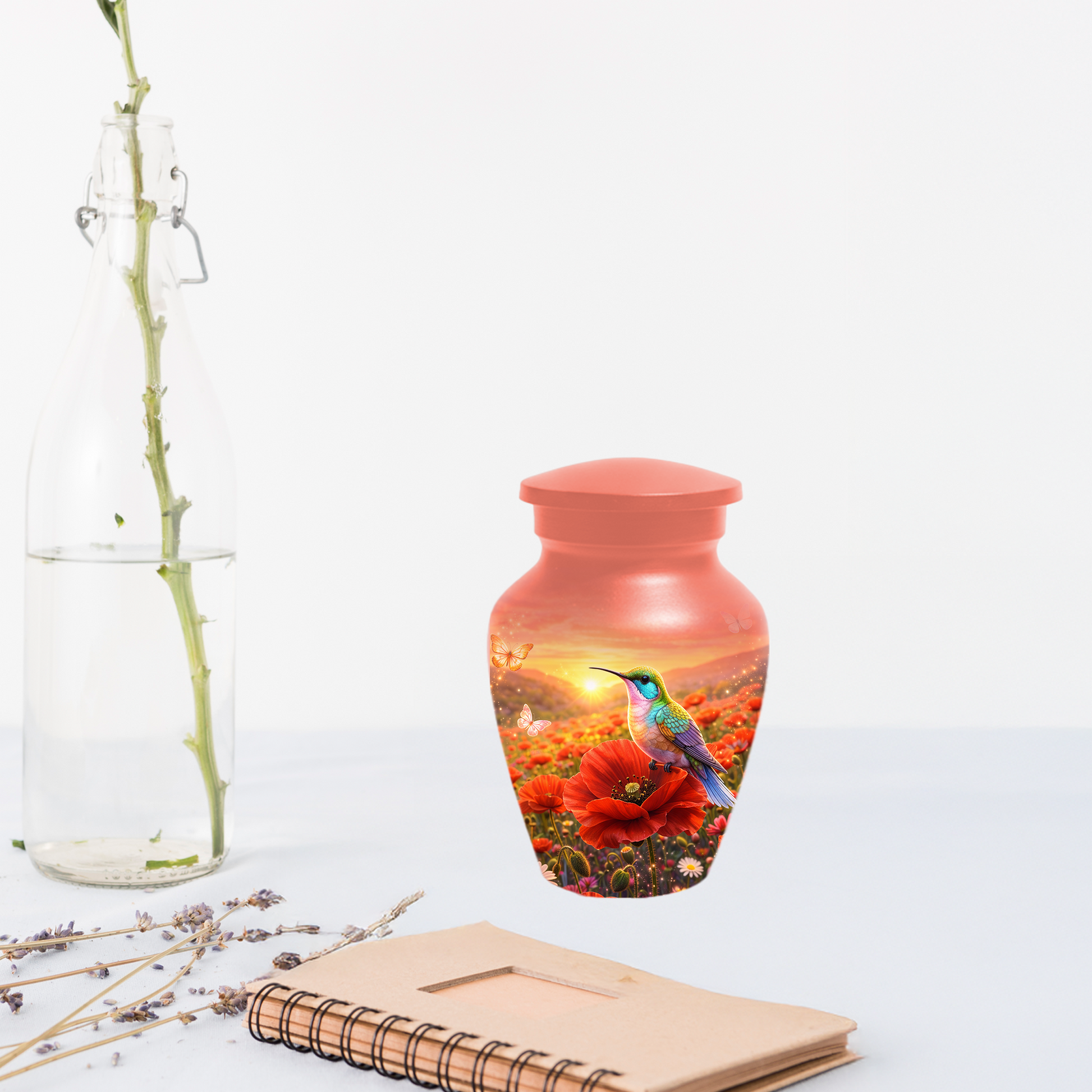 Hummingbird Urn for Ashes, Custom Cremation Urn for Mom, Floral Memorial Urn for Women,