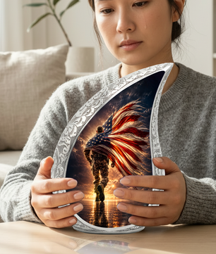 Patriotic Soldier Urn for Dad – American Flag Cremation Urn for Human Ashes | Adult Male Memorial Urn