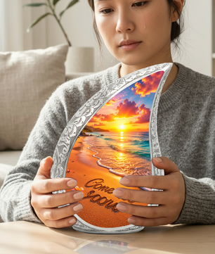 Beach Sunset Adult Cremation Urn for Mom – Personalized Memorial Urn for Human Ashes | Ocean Funeral Urn for Women
