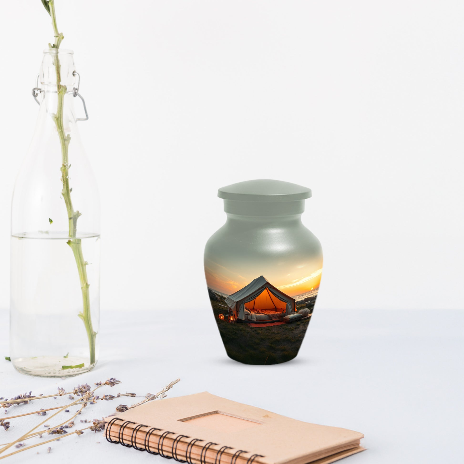 Camping Memorial Urn for Ashes – Personalized Sunset Glamping Cremation Urn for Mom& Dad
