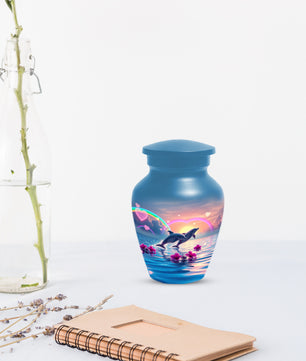 Dolphin Urn for Ashes - Personalized Ocean Sunset Memorial for Mom | Rainbow Cremation Urns for Mother
