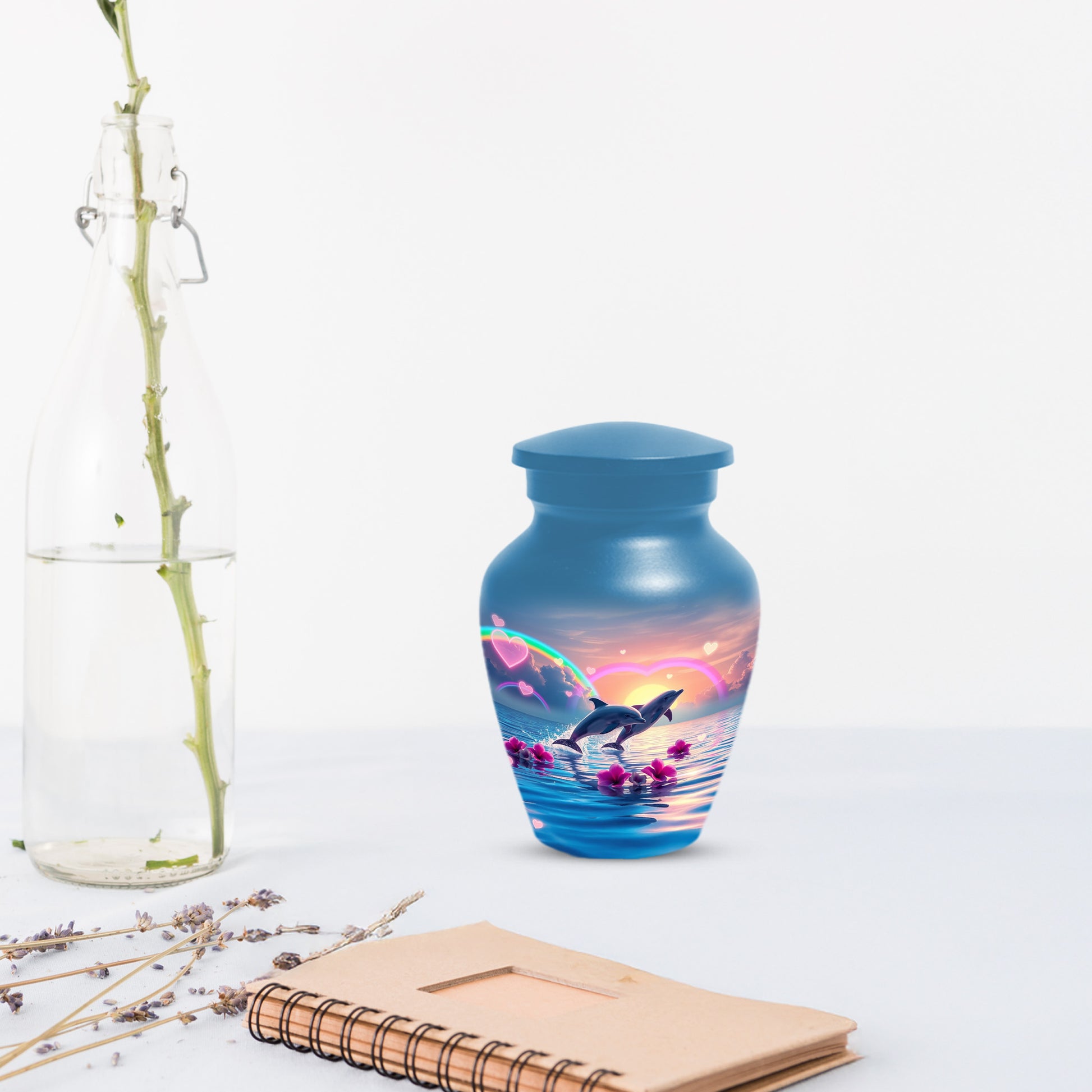 Dolphin Urn for Ashes - Personalized Ocean Sunset Memorial for Mom | Rainbow Cremation Urns for Mother