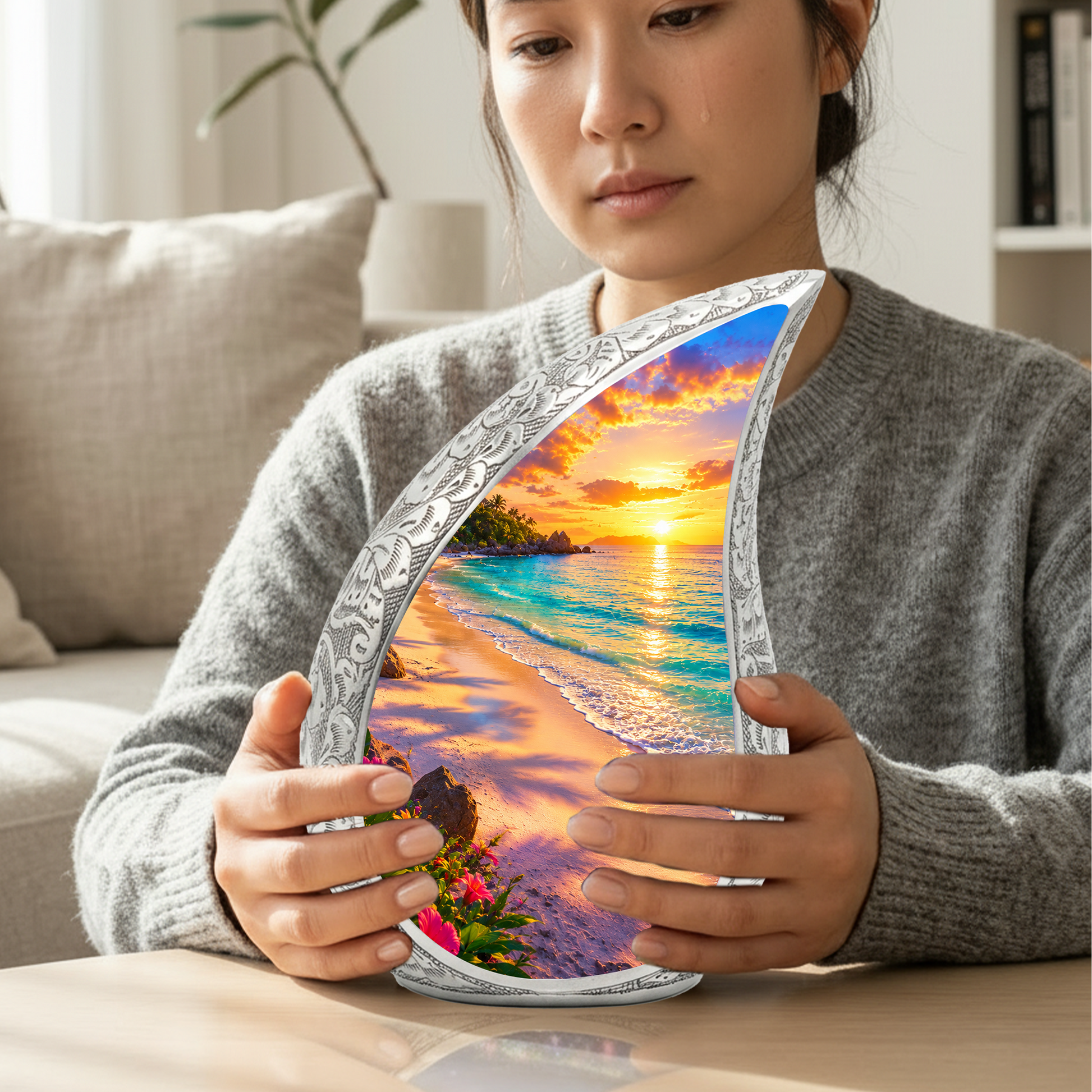 Ocean Beach Urn for Mom, Ocean Cremation Urn for Women | Keepsake Urn For Ashes
