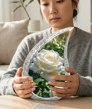 White Rose Urn for Mom, Beautiful Urns for Women