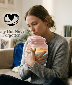 Ocean Sunset Urn for Mom | Beach Cremation  Large Urn for Women | Adult Female Memorial Urn