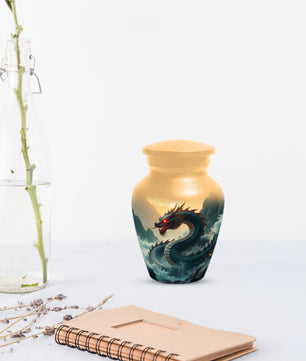 Dragon Sunset Urn for Human Ashes | Adult Cremation Urn | Sunset Dragon Memorial Funeral Urn