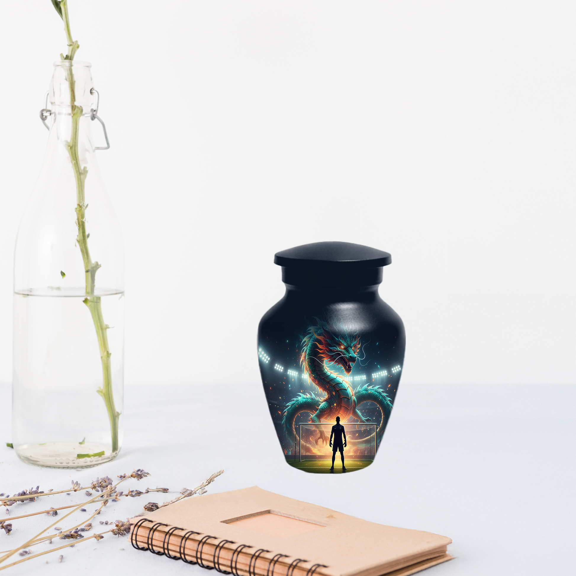 Dragon Soccer Urn for Human Ashes, Personalized Cremation Urn for Dad