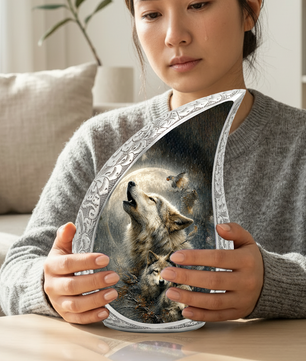 Wolf Urn for Human Ashes | Powerful Wolf Adult Cremation Urn | Wildlife Memorial Urn