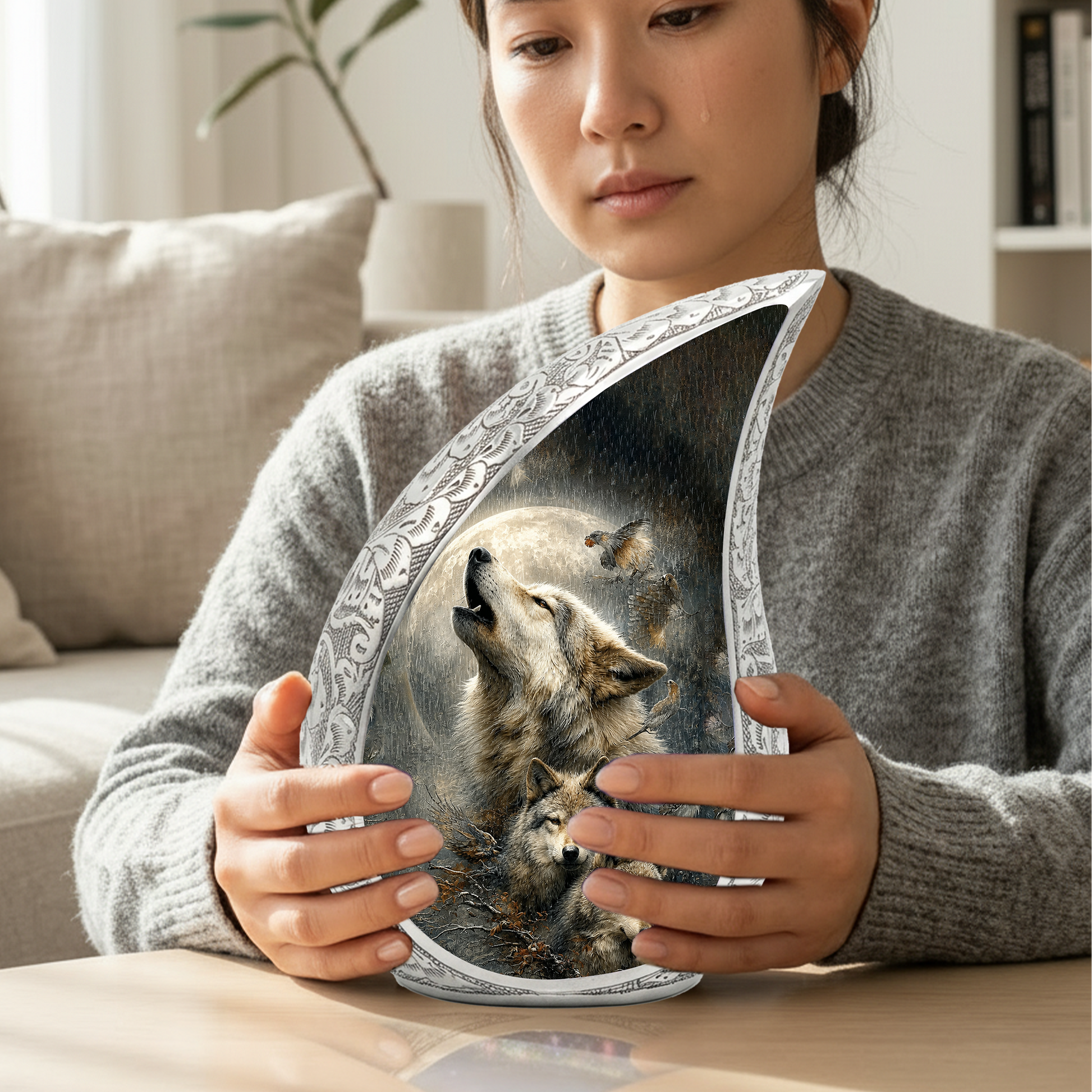 Wolf Urn for Human Ashes | Powerful Wolf Adult Cremation Urn | Wildlife Memorial Urn
