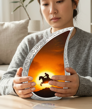 Cowboy Sunset Cremation Urn for Dad