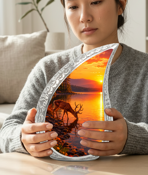 Deer Memorial Urn for Mom, Sunset Deer Cremation Urn, Memorial Urn for Women