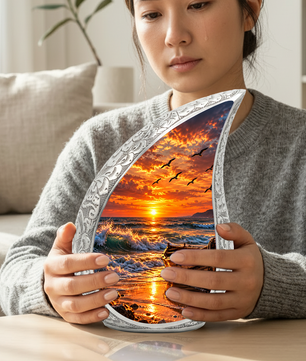 Ocean Sunset Cremation Urn for Adult Ashes, Beach Memorial keepsake Urn