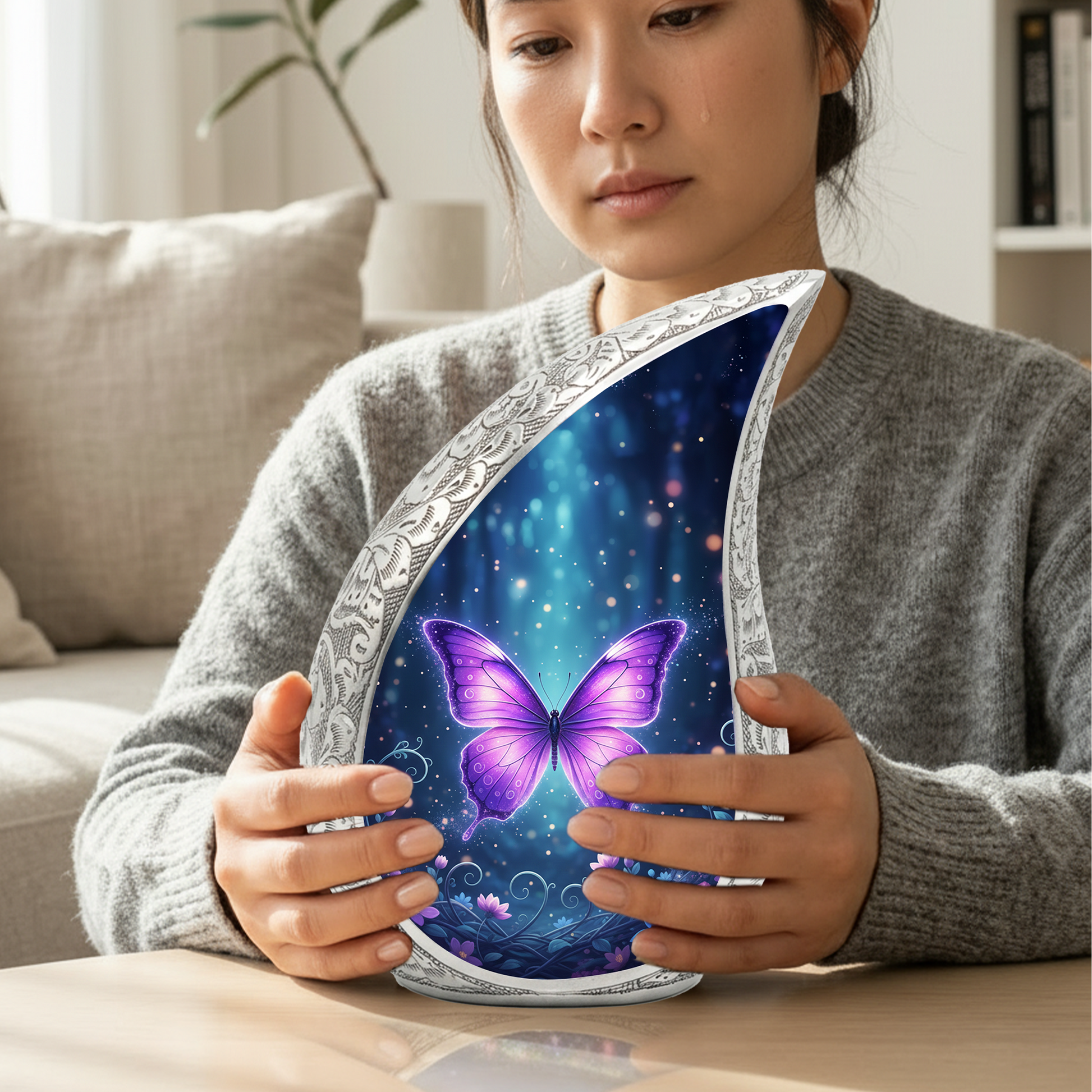 Purple Butterfly Urn for Human Ashes | Urn for Mom | Butterfly Memorial Urn