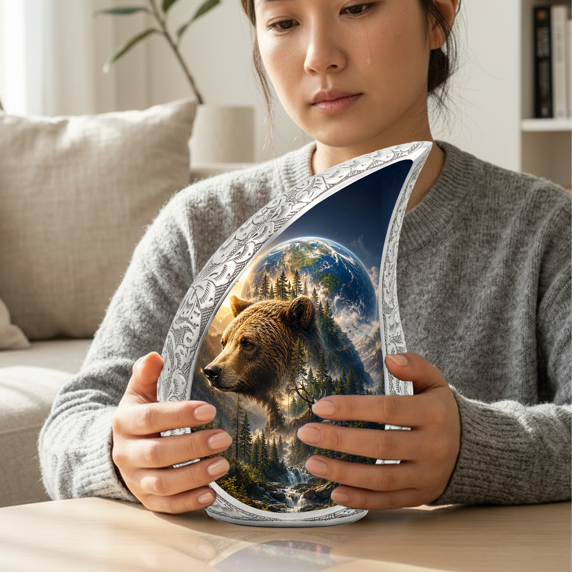 Bear Urn for Human Ashes | Powerful Bear Adult Cremation Urn | Wildlife Memorial Urn