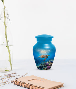 Ocean Wave Cremation Urn for Adult Ashes | Sea Turtle Ocean Theme Memorial Urn