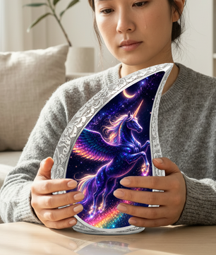 Unicorn Memorial Urn for Mom, Fantasy Cremation Urn for Women