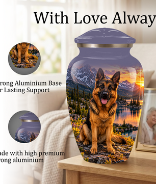 Personalized German Shepherd Cremation Urn for Ashes, Dog Memorial Urn, Custom Pet Urn