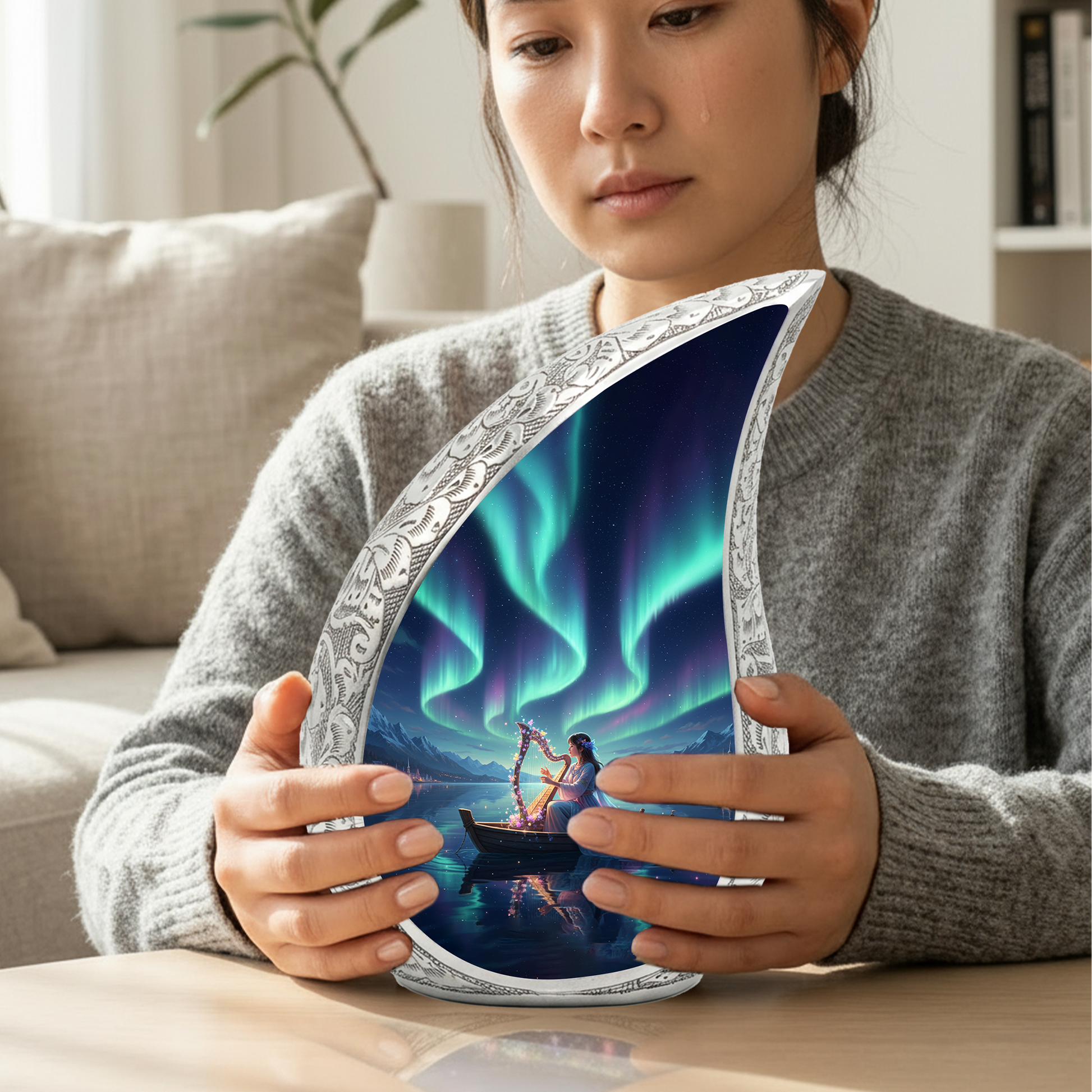 Northern Lights Urn for Mom | Beautiful Memorial Urn for Women