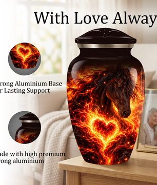 Personalized Horse Cremation Urn for Ashes, Fiery Horse Memorial Urn, Custom Equine Urn