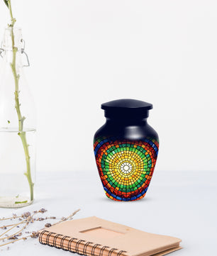 Stained Glass Memorial Urn for Ashes – Custom Rainbow Mosaic Cremation Urn for Mom& Dad - Women & Men,