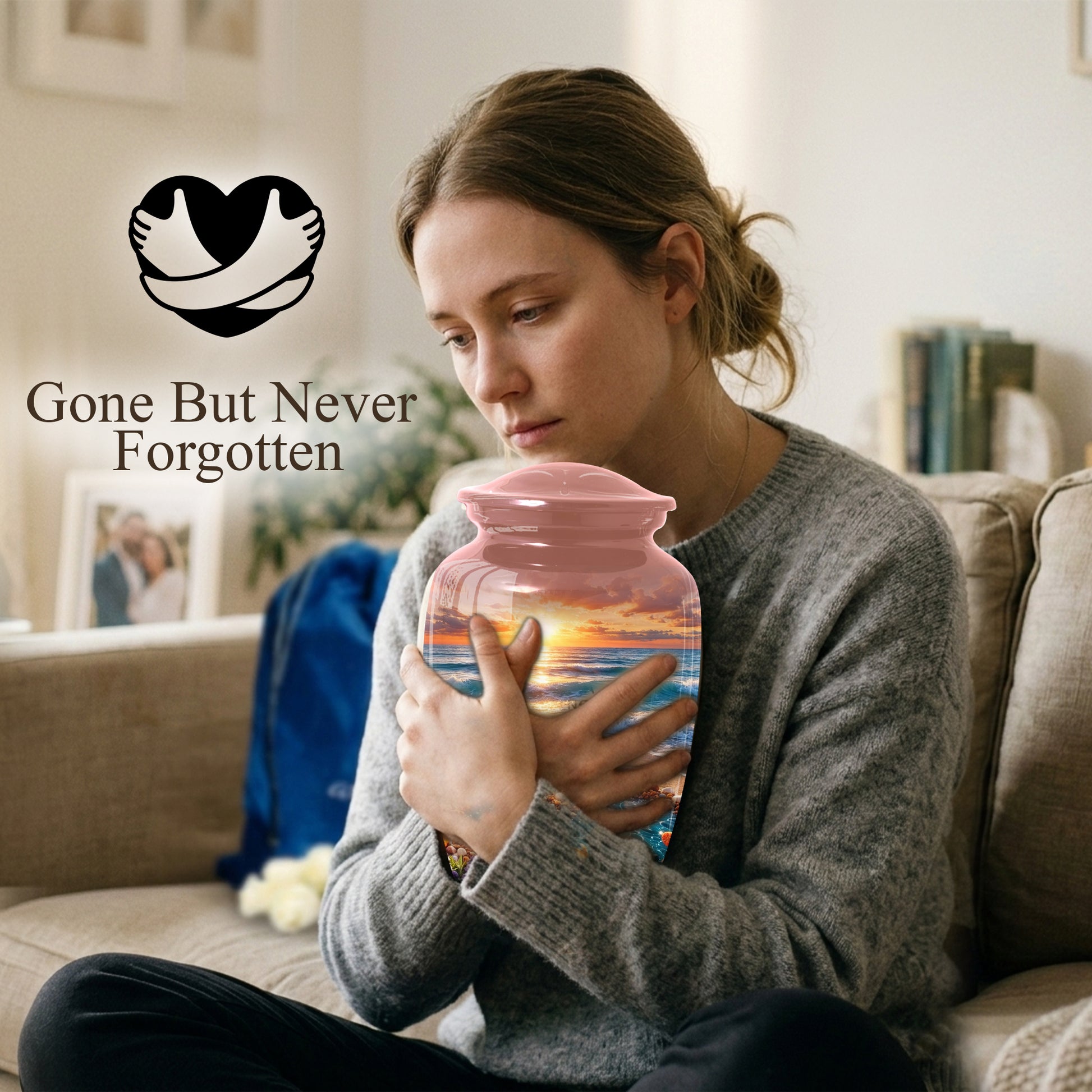 Funeral Urn for Mom – Beach Sunset Memorial Large Urn for Ashes