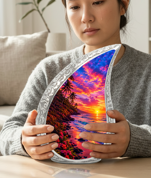 Beach Sunset Cremation Urn for Human Ashes – Ocean Wave Adult Memorial Urn, Beach Keepsake Urn for Mom, Women & Loved Ones