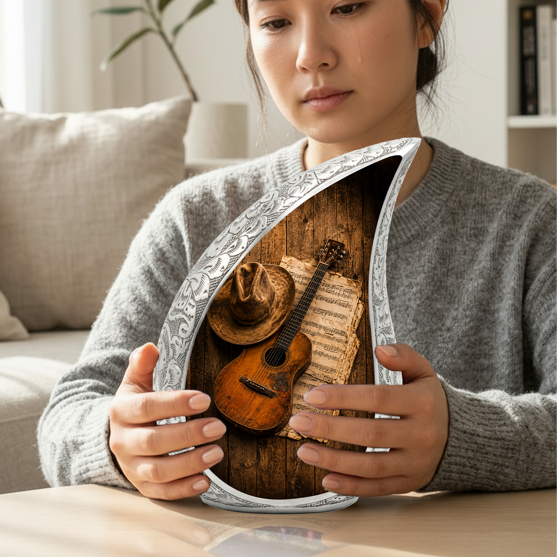 Guitar Urn for Human Ashes | Rock Music Adult Cremation Urn | Guitar Memorial Urn for Adult Ashes