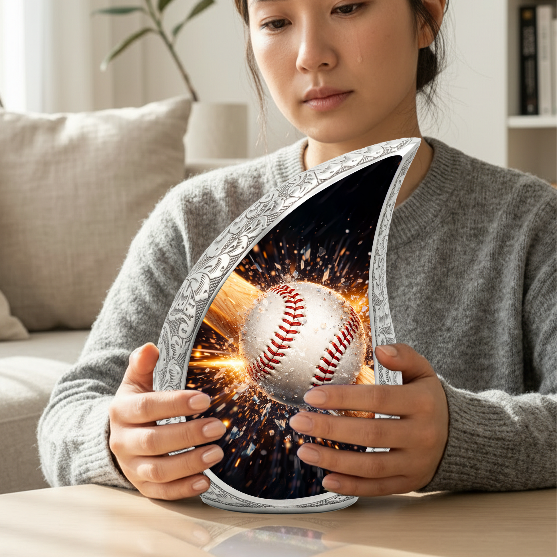 Baseball Memorial Urn for Dad | Personalized Adult Cremation Urn