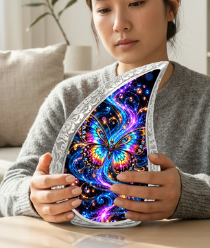 Colorful Butterfly Cremation Urn for Ashes, Rainbow Butterfly Memorial Urn