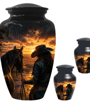 Cowgirl Cremation Urn for Mom - Western Horse Memorial Keepsake Urns | Sunset Equestrian Tribute
