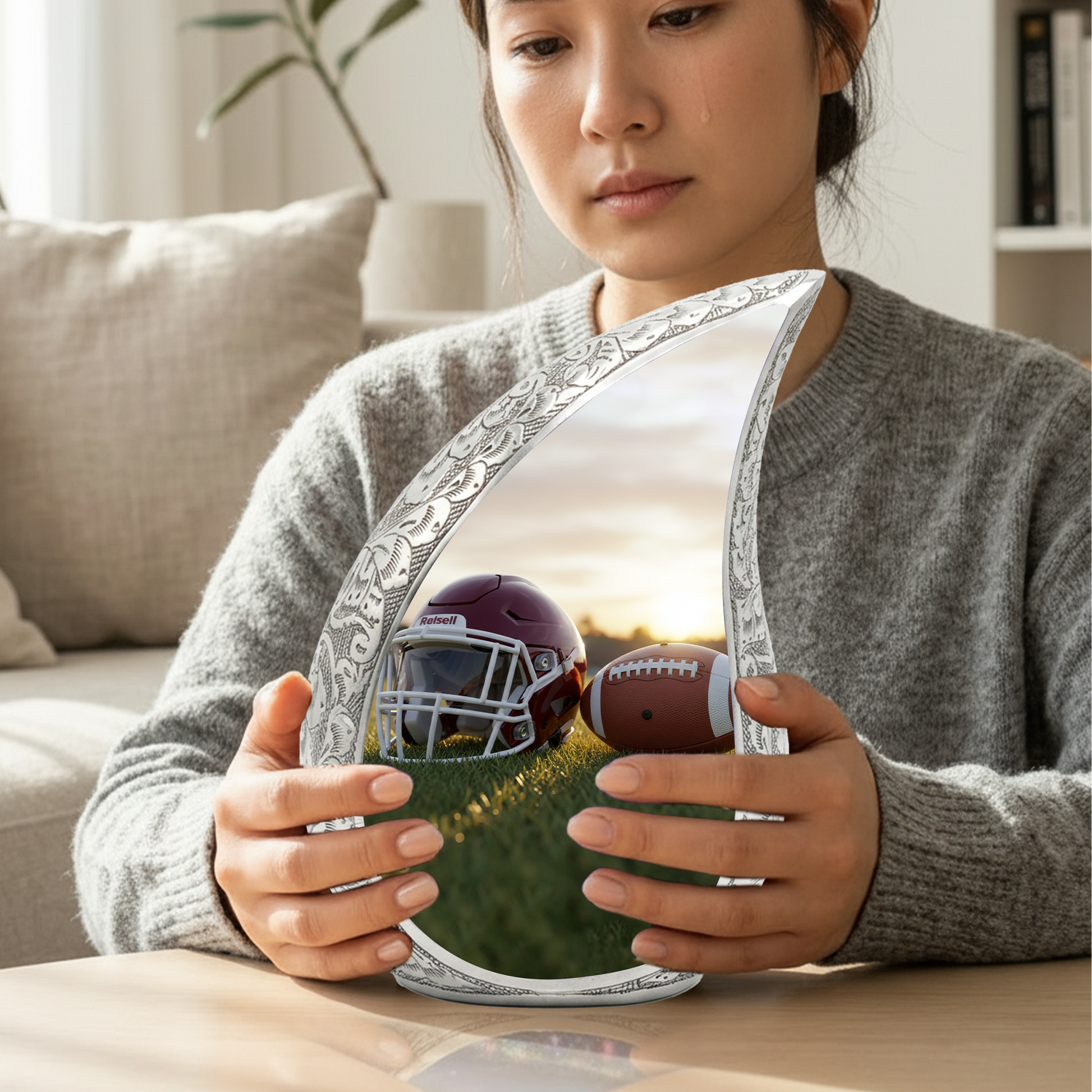 Football Urn for Dad | Adult Cremation Urn | Personalized Memorial Urn for Father, Men & Loved Ones