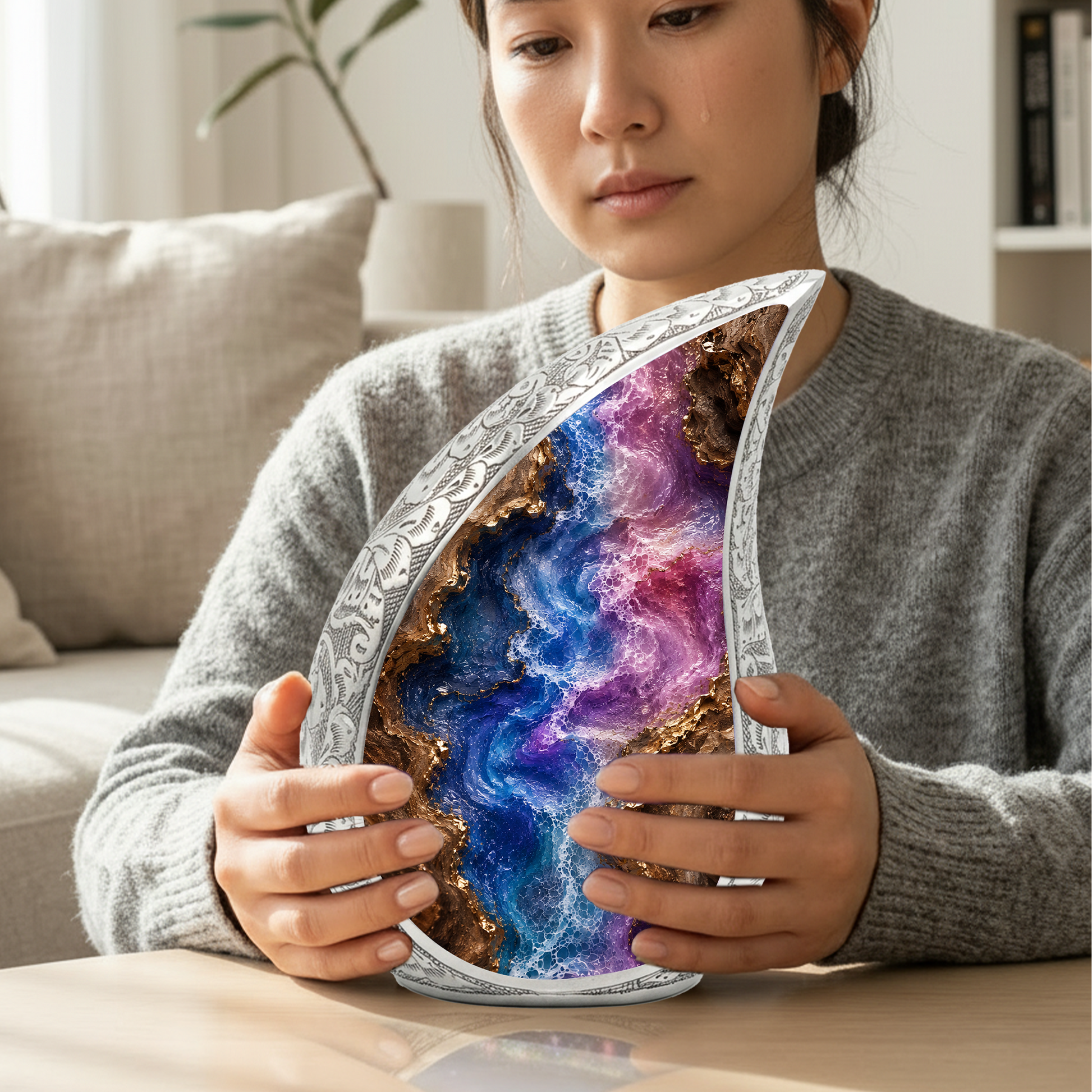 Abstract Cremation Urn for Ashes, Adult Urn for Human Ashes