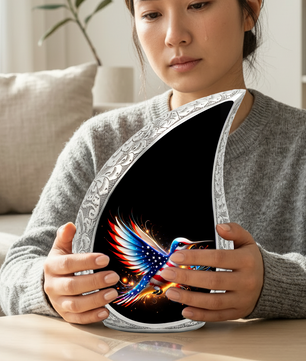 Patriotic Hummingbird Urn for Mom | Adult Cremation Urn for Ashes