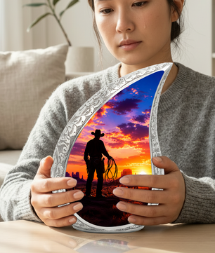 Western Cowboy Memorial Urn for Dad, Adult Cremation Urn for Ashes