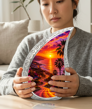 Beach Sunset Urn for Human Ashes | Ocean Beach Themed Adult Cremation Urn