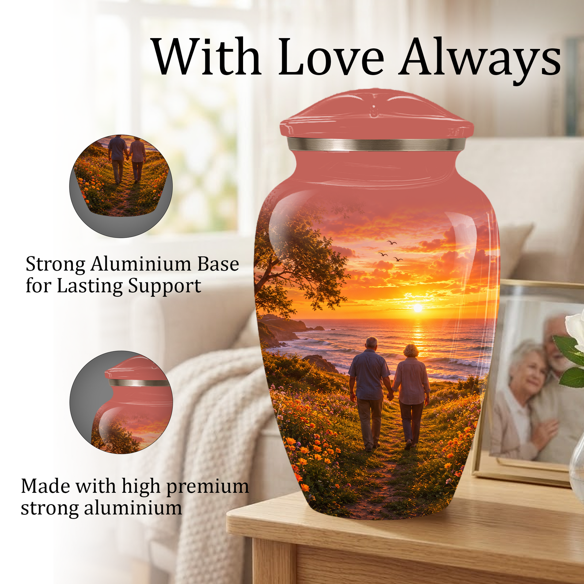 Extra Large Cremation Urn For Couples Ashes - Custom Companion Urns For Mom and Dad